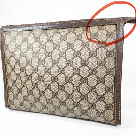 #4 Gucci Vintage Clutch Bag Brown GG PVC Supreme USED (NO CODE) COA INCLUDED - Picture 3 of 14